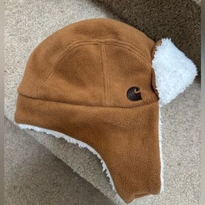 Carhartt Brown White Fleece Bubba Trapper Hat Infant Toddler